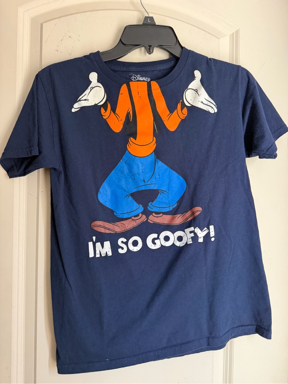 Disney boys 10/12 Shirt, I'm So Goofy, Headless Short Sleeve Tee Navy Blue cott